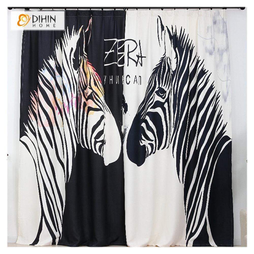 DIHINHOME Home Textile Modern Curtain DIHIN HOME 3D Printed Zebra Blackout Curtains ,Window Curtains Grommet Curtain For Living Room ,39x102-inch,2 Panels Included