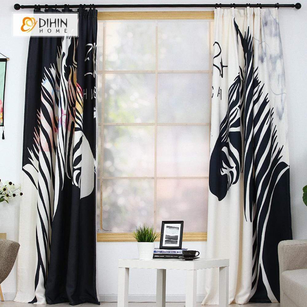 DIHINHOME Home Textile Modern Curtain DIHIN HOME 3D Printed Zebra Blackout Curtains ,Window Curtains Grommet Curtain For Living Room ,39x102-inch,2 Panels Included
