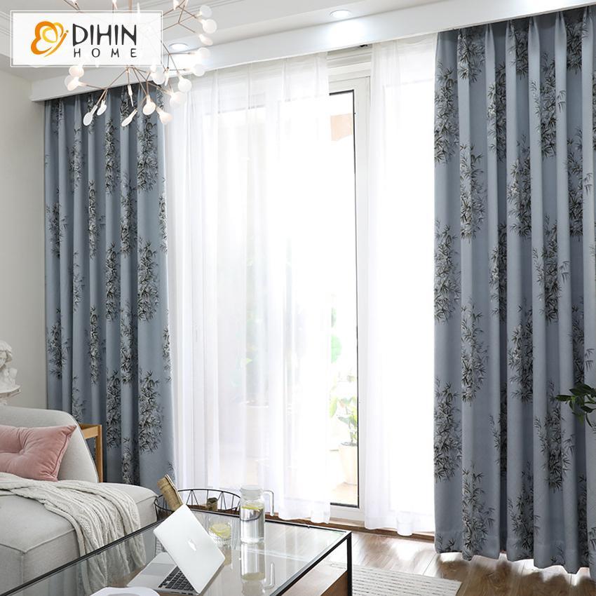 DIHINHOME Home Textile Modern Curtain DIHIN HOME American Pastoral Jacquard Curtain ,Cotton Linen ,Blackout Grommet Window Curtain for Living Room ,52x63-inch,1 Panel