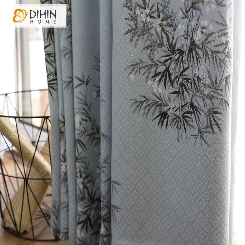 DIHINHOME Home Textile Modern Curtain DIHIN HOME American Pastoral Jacquard Curtain ,Cotton Linen ,Blackout Grommet Window Curtain for Living Room ,52x63-inch,1 Panel