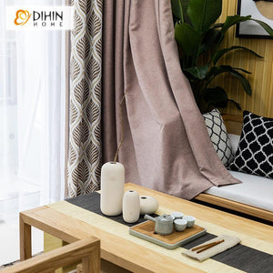 DIHINHOME Home Textile Modern Curtain DIHIN HOME American Style Leaves Spliced Curtains，Blackout Grommet Window Curtain for Living Room ,52x63-inch,1 Panel