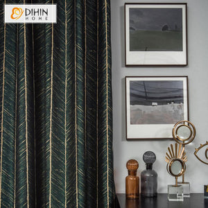 DIHIN HOME American Style Retro Lines Customized Curtains,Blackout Grommet Window Curtain for Living Room ,52x63-inch,1 Panel