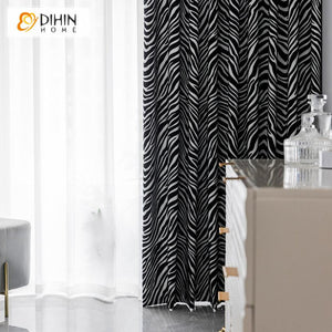 DIHINHOME Home Textile Modern Curtain DIHIN HOME Black and White Zebra Texture Printed,Blackout Grommet Window Curtain for Living Room ,52x63-inch,1 Panel