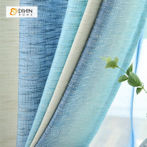DIHINHOME Home Textile Modern Curtain DIHIN HOME Blue and White Curtain，Blackout Grommet Window Curtain for Living Room ,52x63-inch,1 Panel