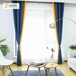 DIHINHOME Home Textile Modern Curtain DIHIN HOME Blue and Yellow Printed，Blackout Grommet Window Curtain for Living Room ,52x63-inch,1 Panel