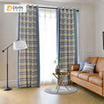 DIHINHOME Home Textile Modern Curtain DIHIN HOME Blue Brown Yellow Wave Printed，Blackout Grommet Window Curtain for Living Room ,52x63-inch,1 Panel