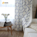 DIHINHOME Home Textile Modern Curtain DIHIN HOME Blue Geometric Printed，Blackout Grommet Window Curtain for Living Room ,52x63-inch,1 Panel