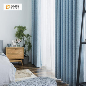 DIHINHOME Home Textile Modern Curtain DIHIN HOME Blue Lines Printed，Blackout Grommet Window Curtain for Living Room ,52x63-inch,1 Panel