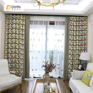 DIHINHOME Home Textile Modern Curtain DIHIN HOME Bright Geometry Printed，Blackout Grommet Window Curtain for Living Room ,52x63-inch,1 Panel