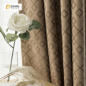 DIHINHOME Home Textile Modern Curtain DIHIN HOME Brown Geometry Printed，Blackout Grommet Window Curtain for Living Room ,52x63-inch,1 Panel