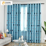 DIHINHOME Home Textile Modern Curtain DIHIN HOME Cartoon Blue Printed High Quality Curtains,Blackout Grommet Window Curtain for Living Room ,52x63-inch,1 Panel