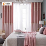 DIHINHOME Home Textile Modern Curtain DIHIN HOME Cartoon Children Pink Spilced Curtains , Window Drapes ,Blackout Grommet Window Curtain for Living Room ,52x84-inch,1 Panel