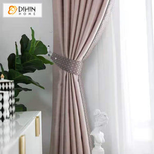 DIHINHOME Home Textile Modern Curtain DIHIN HOME Children Room Pink Color Curtain With Lace,Blackout Grommet Window Curtain for Living Room ,52x63-inch,1 Panel