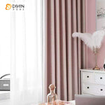 DIHIN HOME Children Room Pink Color Curtain With Lace Printed,Blackout Grommet Window Curtain for Living Room ,52x63-inch,1 Panel