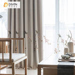 DIHINHOME Home Textile Modern Curtain DIHIN HOME Chinese Style Cotton Linen Embroideried Curtains,Grommet Window Curtain for Living Room ,52x63-inch,1 Panel