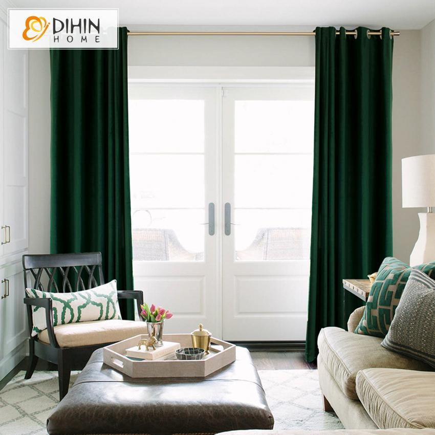 DIHINHOME Home Textile Modern Curtain DIHIN HOME Clear Green Printed,Blackout Grommet Window Curtain for Living Room ,52x63-inch,1 Panel