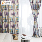 DIHINHOME Home Textile Modern Curtain DIHIN HOME Colorful Purple Triangle Printed,Blackout Grommet Window Curtain for Living Room ,52x63-inch,1 Panel