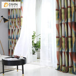 DIHINHOME Home Textile Modern Curtain DIHIN HOME Colorful Red Triangle Printed,Blackout Grommet Window Curtain for Living Room ,52x63-inch,1 Panel