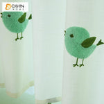 DIHINHOME Home Textile Modern Curtain DIHIN HOME Cute Green Birds Embroidered,Blackout Grommet Window Curtain for Living Room ,52x63-inch,1 Panel