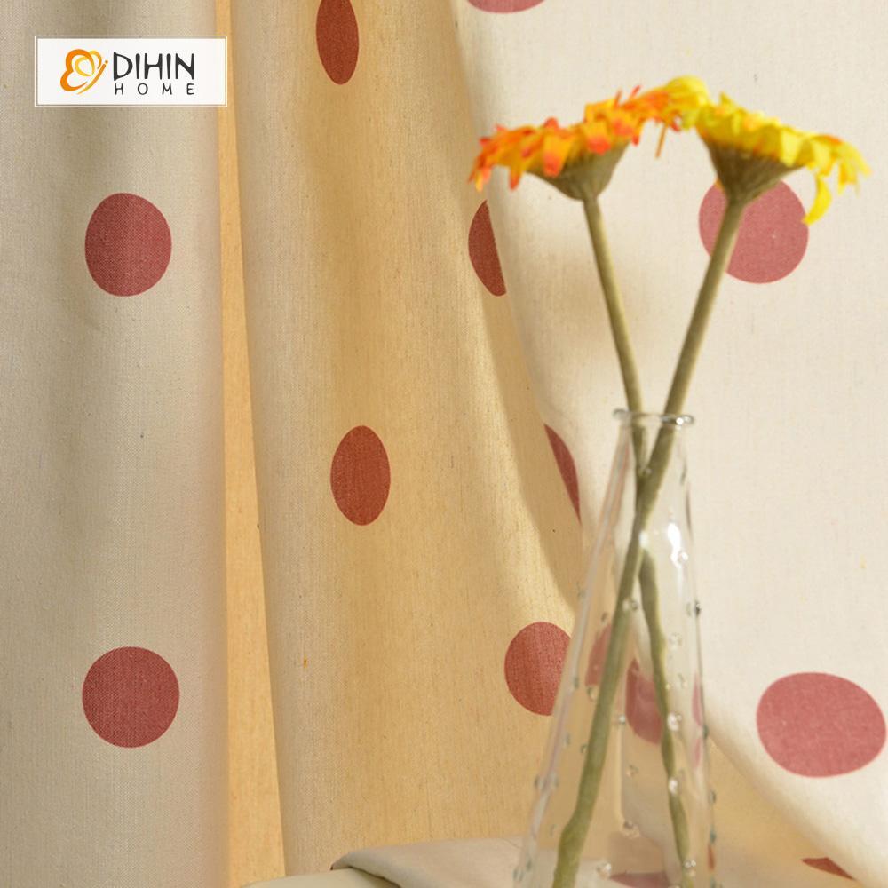 DIHINHOME Home Textile Modern Curtain DIHIN HOME Cute Red Points Printed，Blackout Grommet Window Curtain for Living Room ,52x63-inch,1 Panel