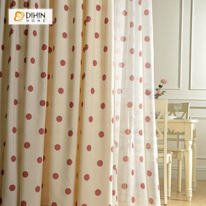 DIHINHOME Home Textile Modern Curtain DIHIN HOME Cute Red Points Printed，Blackout Grommet Window Curtain for Living Room ,52x63-inch,1 Panel