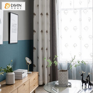 DIHINHOME Home Textile Modern Curtain DIHIN HOME Dark Cloud Embroidered,Blackout Grommet Window Curtain for Living Room ,52x63-inch,1 Panel