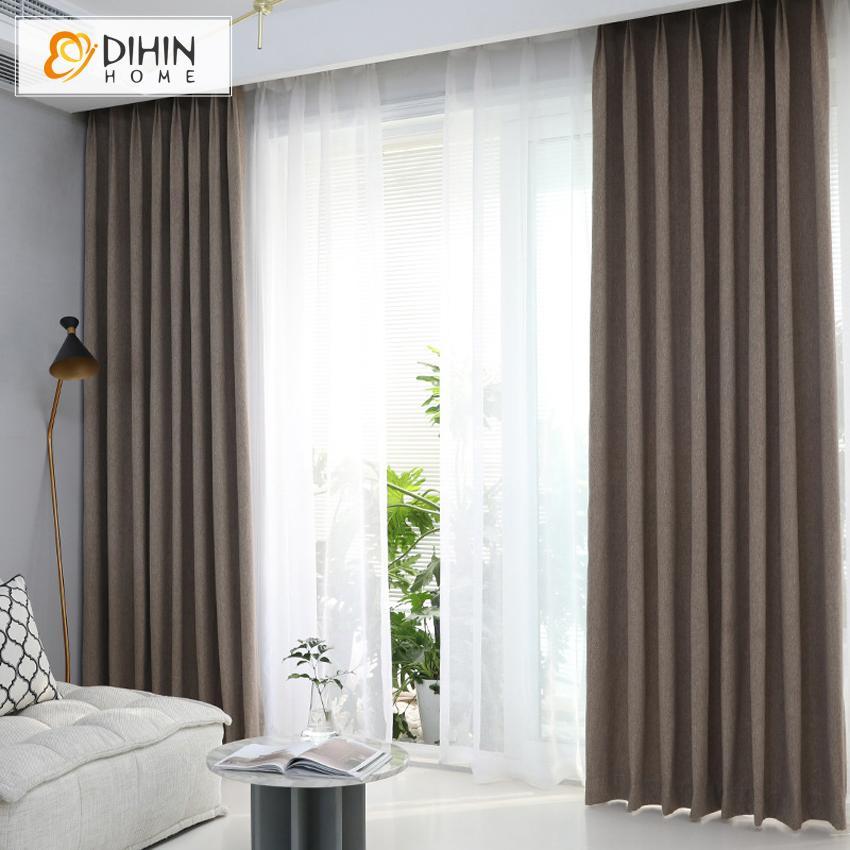 DIHINHOME Home Textile Modern Curtain DIHIN HOME Elegant Brown Printed,Blackout Grommet Window Curtain for Living Room ,52x63-inch,1 Panel