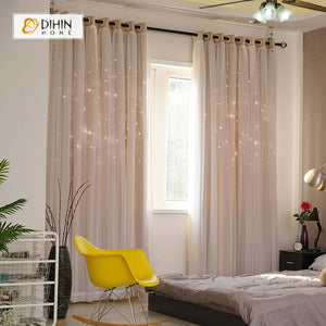 DIHINHOME Home Textile Modern Curtain DIHIN HOME Elegant Flesh Color Printed，Blackout Grommet Window Curtain for Living Room ,52x63-inch,1 Panel