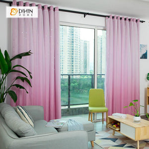 DIHINHOME Home Textile Modern Curtain DIHIN HOME Elegant Pink Printed，Blackout Grommet Window Curtain for Living Room ,52x63-inch,1 Panel