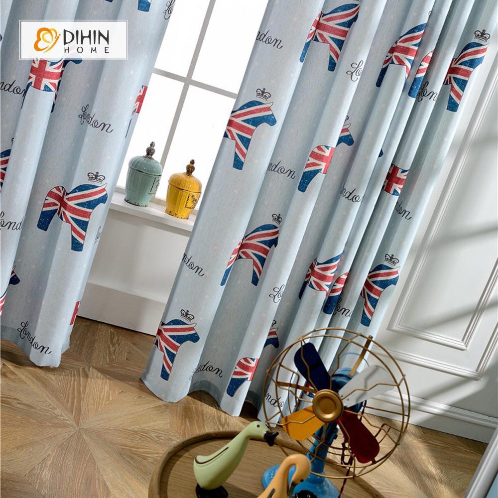 DIHINHOME Home Textile Modern Curtain DIHIN HOME England Flag Printed,Blackout Grommet Window Curtain for Living Room ,52x63-inch,1 Panel