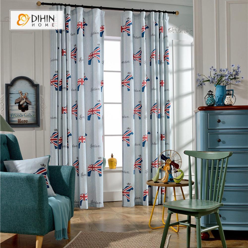 DIHINHOME Home Textile Modern Curtain DIHIN HOME England Flag Printed,Blackout Grommet Window Curtain for Living Room ,52x63-inch,1 Panel