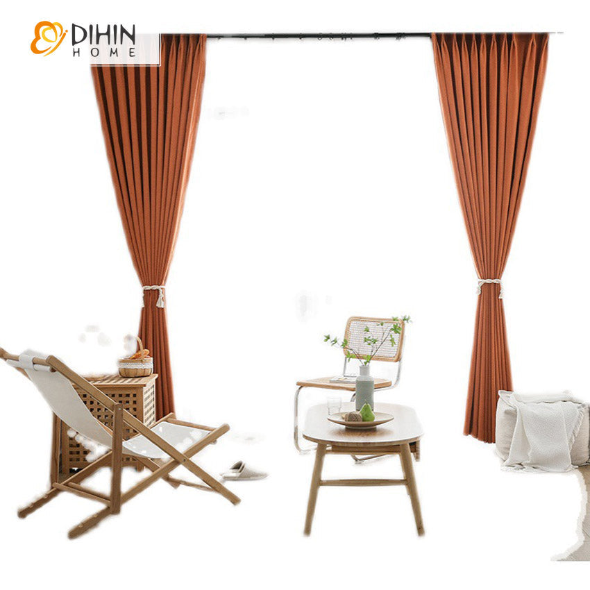 DIHINHOME Home Textile Modern Curtain DIHIN HOME Euroeapn Luxury Hermes Orange,Blackout Grommet Window Curtain for Living Room ,52x63-inch,1 Panel