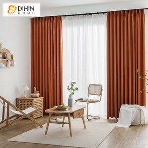 DIHINHOME Home Textile Modern Curtain DIHIN HOME Euroeapn Luxury Hermes Orange,Blackout Grommet Window Curtain for Living Room ,52x63-inch,1 Panel