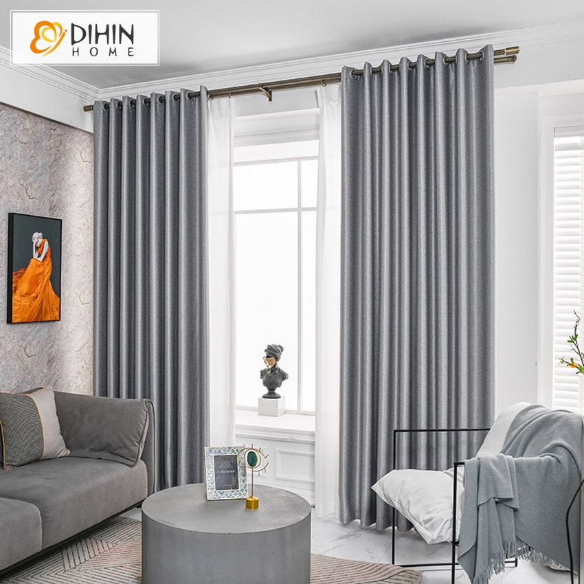 DIHINHOME Home Textile Modern Curtain DIHIN HOME Euroeapn Luxury High Precision Grey Color,Blackout Grommet Window Curtain for Living Room ,52x63-inch,1 Panel