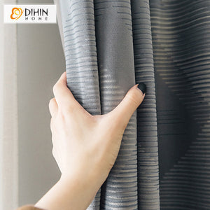 DIHINHOME Home Textile Modern Curtain DIHIN HOME European Geometric Flannel Jacquard Curtains,Grommet Window Curtain for Living Room,52x63-inch,1 Panel