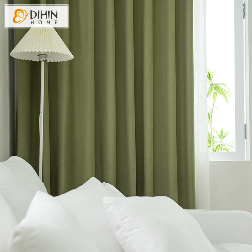 DIHINHOME Home Textile Modern Curtain DIHIN HOME European Green Jacquard,Blackout Grommet Window Curtain for Living Room ,52x63-inch,1 Panel