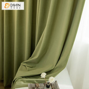 DIHINHOME Home Textile Modern Curtain DIHIN HOME European Green Jacquard,Blackout Grommet Window Curtain for Living Room ,52x63-inch,1 Panel