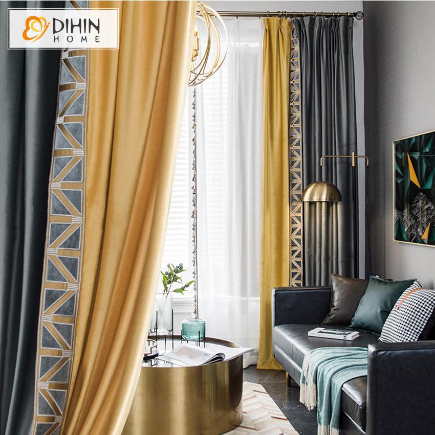 DIHIN HOME European Luxury Customized Curtains,Blackout Grommet Window Curtain for Living Room ,52x63-inch,1 Panel