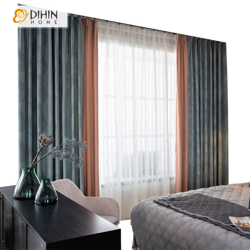 DIHINHOME Home Textile Modern Curtain DIHIN HOME European Luxury Embossing,Blackout Curtains Grommet Window Curtain for Living Room ,52x63-inch,1 Panel