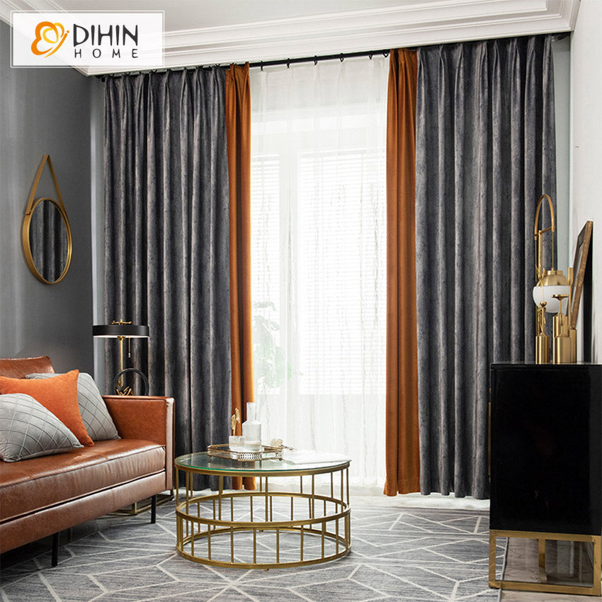 DIHINHOME Home Textile Modern Curtain DIHIN HOME European Luxury Velvet,Blackout Curtains Grommet Window Curtain for Living Room,52x63-inch,1 Panel