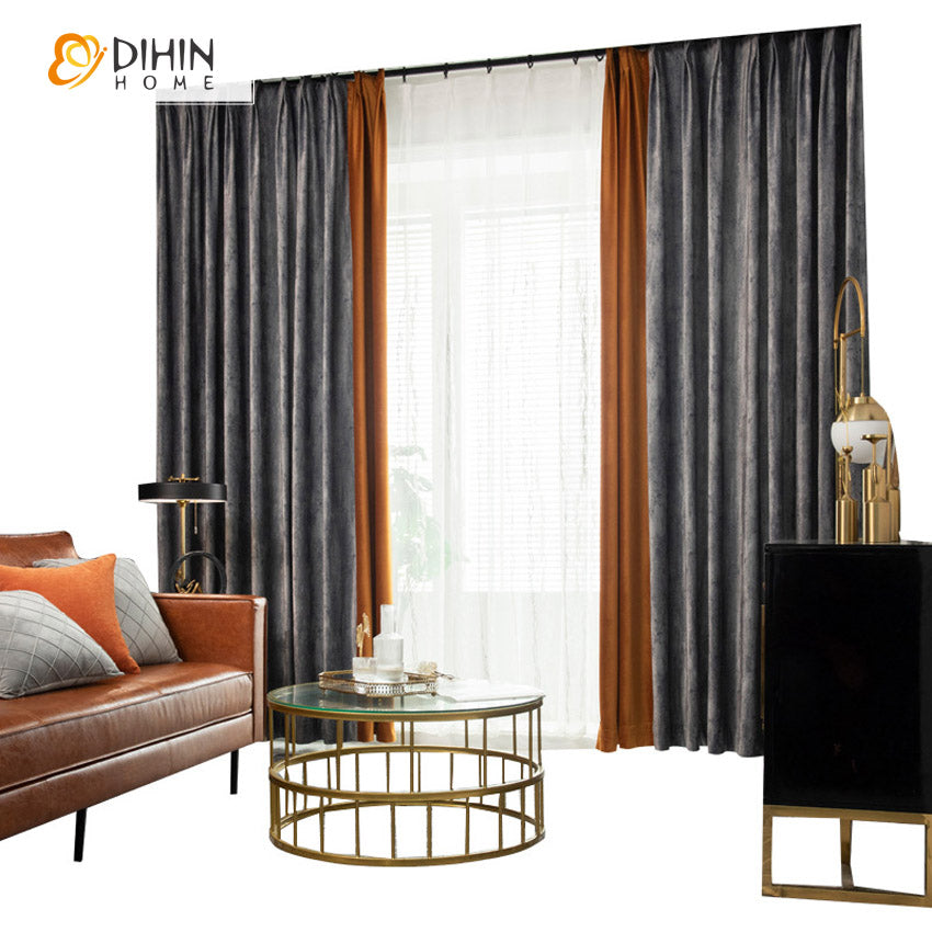 DIHINHOME Home Textile Modern Curtain DIHIN HOME European Luxury Velvet,Blackout Curtains Grommet Window Curtain for Living Room,52x63-inch,1 Panel