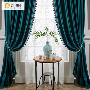 DIHIN HOME European Luxury Velvet Curtains，Blackout Grommet Window Curtain for Living Room ,52x63-inch,1 Panel