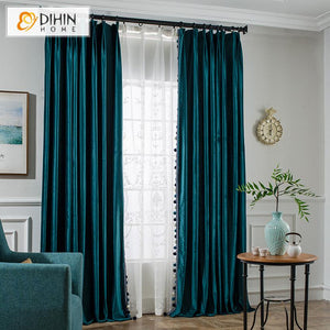 DIHIN HOME European Luxury Velvet Curtains，Blackout Grommet Window Curtain for Living Room ,52x63-inch,1 Panel