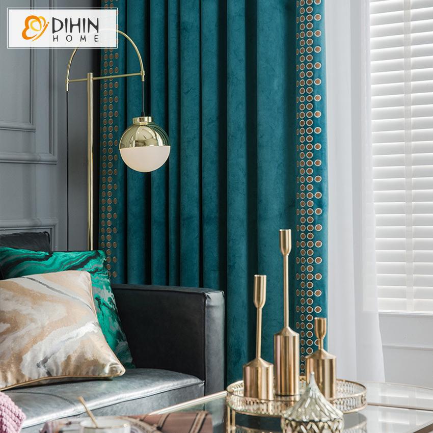 DIHIN HOME European Luxury Velvet Fabric High Quality Curtain ,Blackout Grommet Window Curtain for Living Room ,52x63-inch,1 Panel