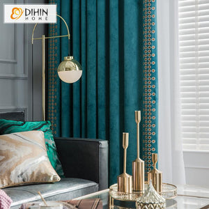 DIHIN HOME European Luxury Velvet Fabric High Quality Curtain ,Blackout Grommet Window Curtain for Living Room ,52x63-inch,1 Panel