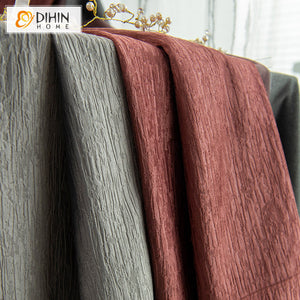 DIHINHOME Home Textile Modern Curtain DIHIN HOME European Thicken Grey and Maroon Embossed,Blackout Curtains Grommet Window Curtain for Living Room ,52x63-inch,1 Panel