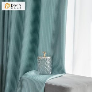 DIHIN HOME European Water Blue Waves Striped Customized Curtains,Blackout Grommet Window Curtain for Living Room ,52x63-inch,1 Panel