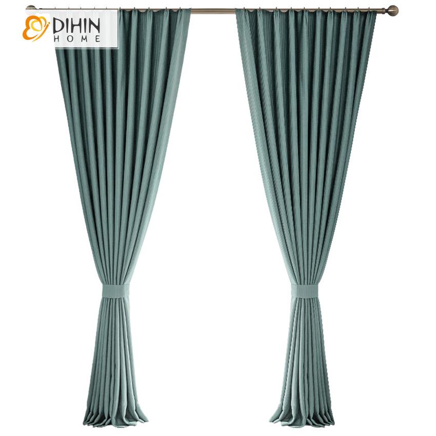 DIHIN HOME European Water Blue Waves Striped Customized Curtains,Blackout Grommet Window Curtain for Living Room ,52x63-inch,1 Panel