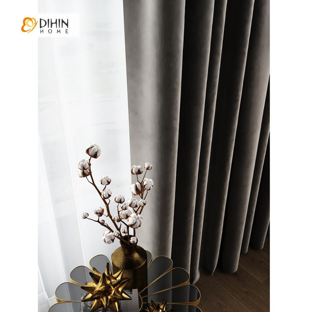 DIHINHOME Home Textile Modern Curtain DIHIN HOME Exquisite Black Velvet Printed，Blackout Grommet Window Curtain for Living Room ,52x63-inch,1 Panel