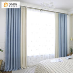 DIHINHOME Home Textile Modern Curtain DIHIN HOME Exquisite Blue and Beige Printed,Blackout Grommet Window Curtain for Living Room ,52x63-inch,1 Panel